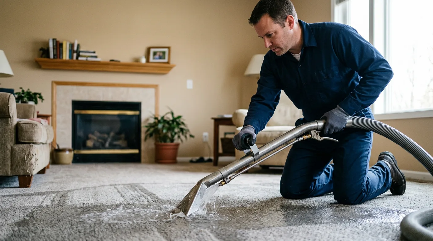 Water damage restoration technician working near York Beach, ME
